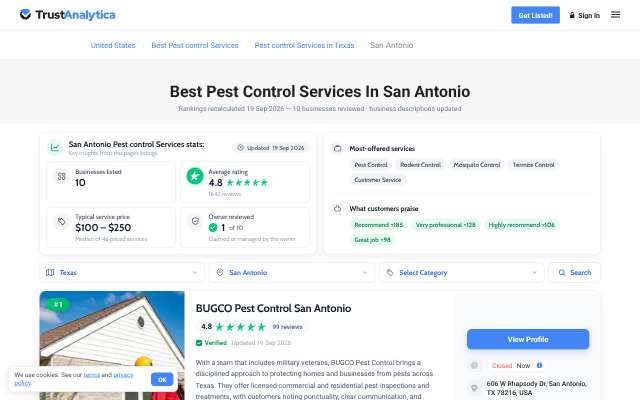 Pro Defense Pest Control's page as the assistant saw it