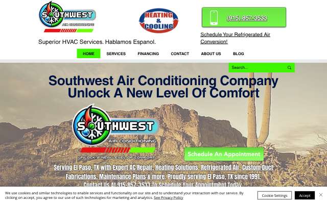 Southwest Air Conditioning Company's page as the assistant saw it