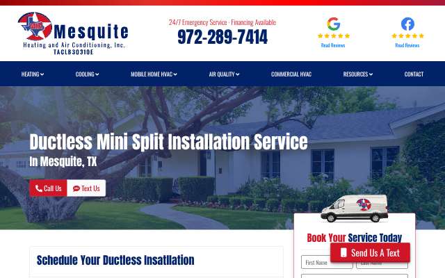 Mesquite Heating and Air's page as the assistant saw it