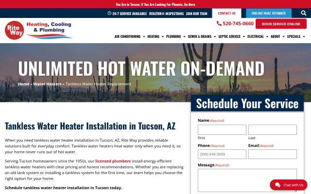 Rite Way Heating, Cooling & Plumbing's page as the assistant saw it