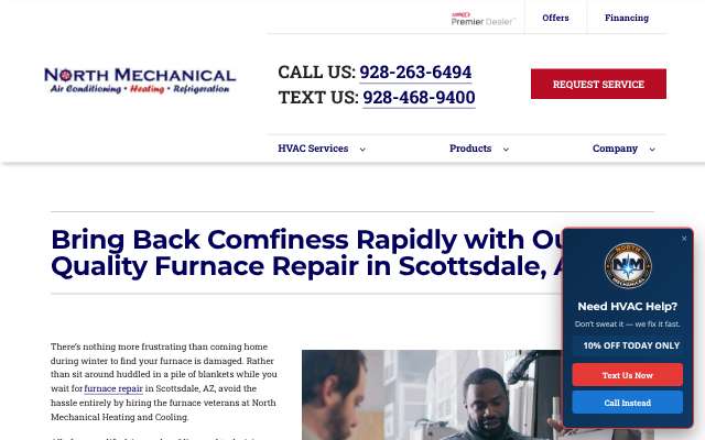 North Mechanical Heating and Cooling's page as the assistant saw it