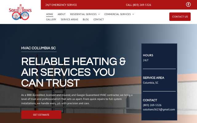 Solutions Heating & Air's page as the assistant saw it