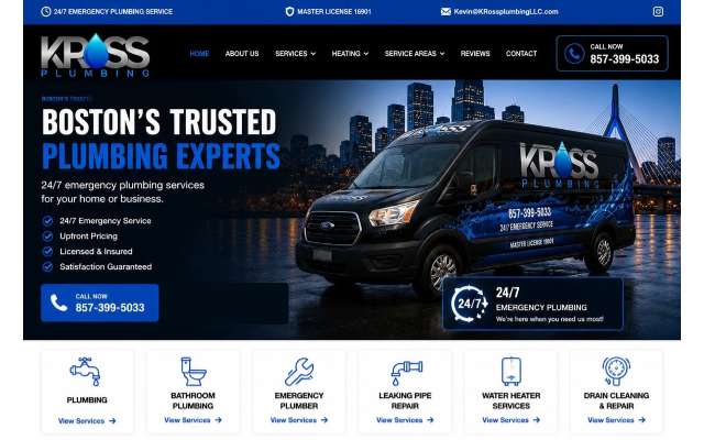 KRoss Plumbing's page as the assistant saw it