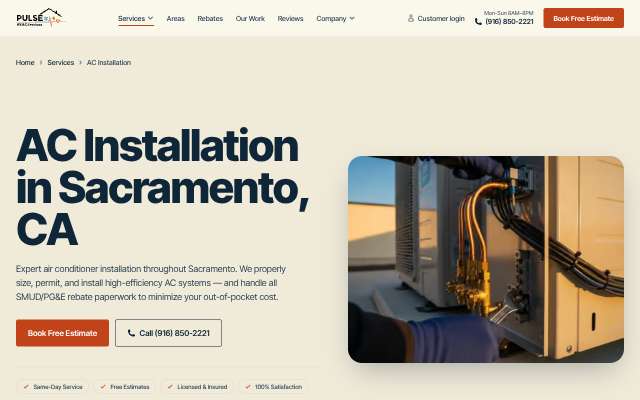 HVAC Pulse's page as the assistant saw it