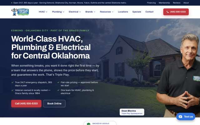 Triple Play Home Services's page as the assistant saw it