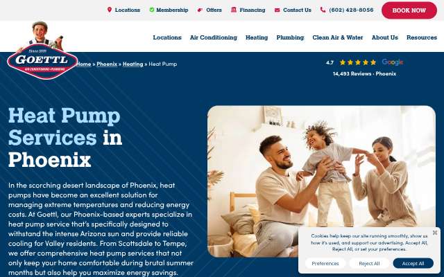 Goettl Air Conditioning and Plumbing's page as the assistant saw it