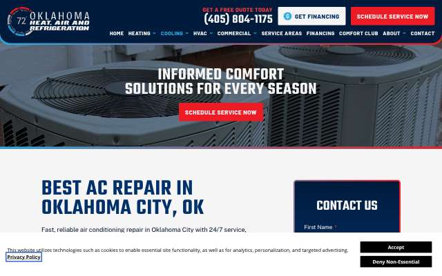 Oklahoma Heat, Air, and Refrigeration's page as the assistant saw it