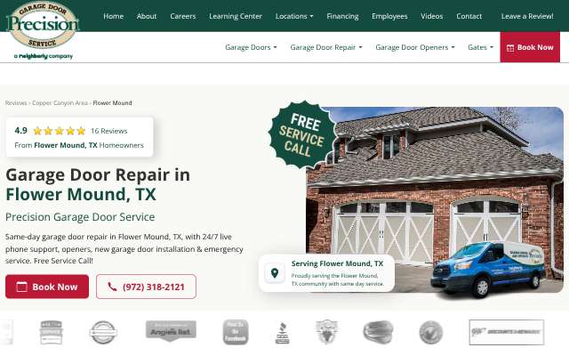 Page cited for Precision Garage Door Service of Fort Worth