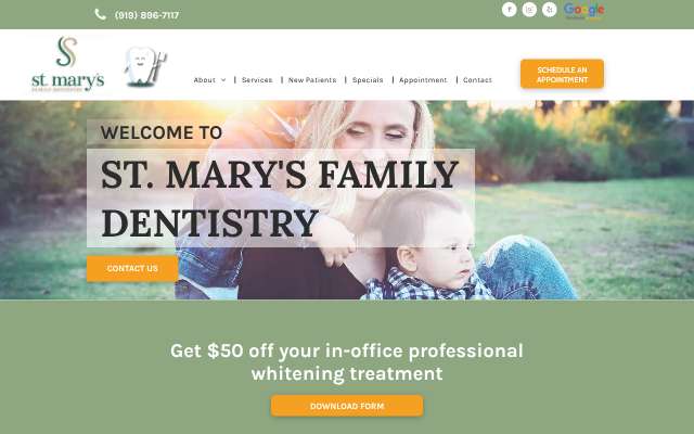 St. Mary's Family Dentistry's page as the assistant saw it