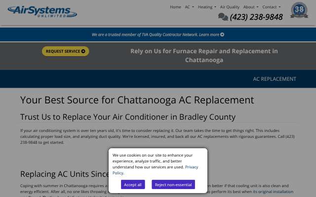 AirSystems Unlimited's page as the assistant saw it