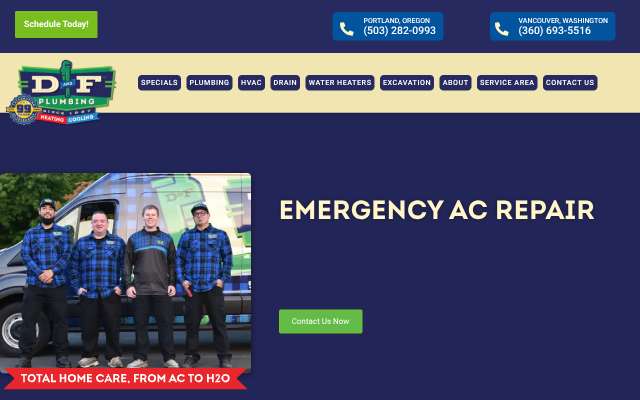 D&F Plumbing, Heating and Cooling's page as the assistant saw it