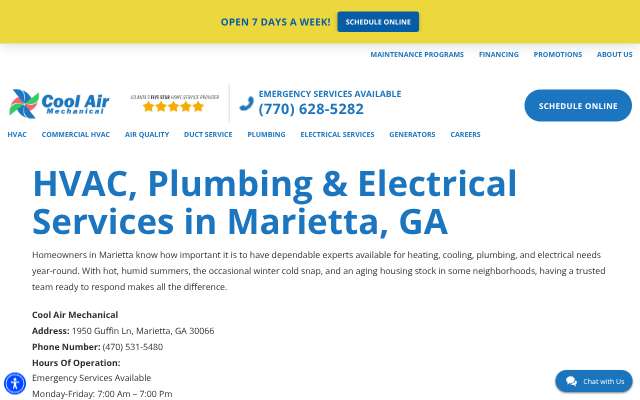 Cool Air Mechanical and Plumbing's page as the assistant saw it