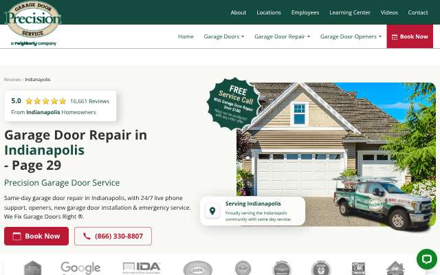 Precision Garage Door Service of Indianapolis's page as the assistant saw it