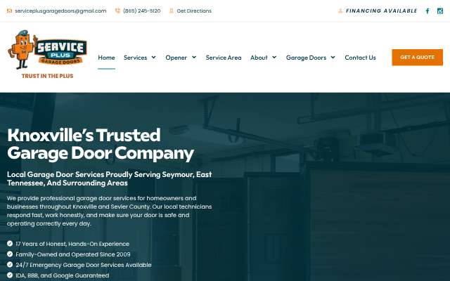 Page cited for Service Plus Garage Doors LLC