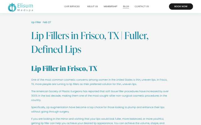 Page cited for Elisum Medspa
