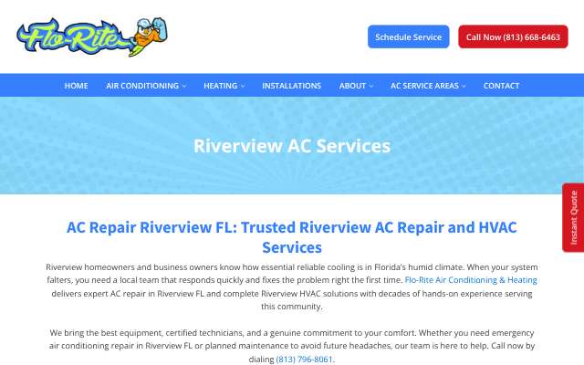 Flo-Rite Air Conditioning & Heating's page as the assistant saw it