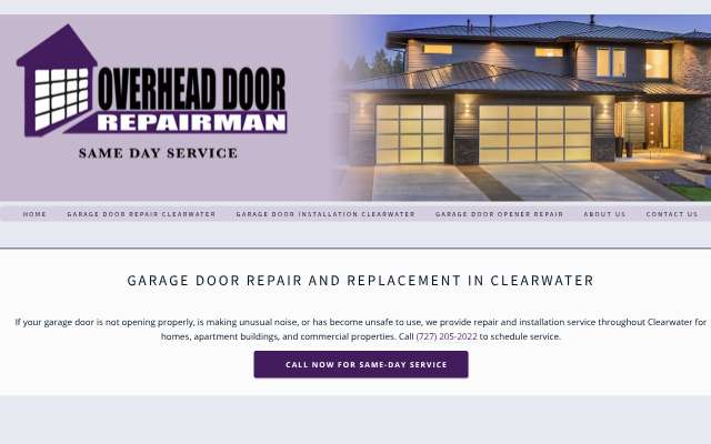 Page cited for Overhead Door Repairman