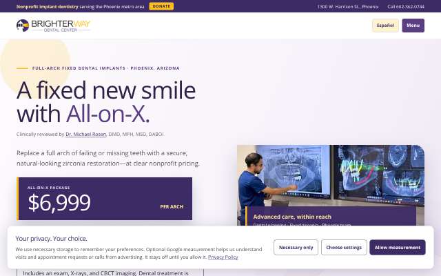 A Brighter Way Dental Center's page as the assistant saw it