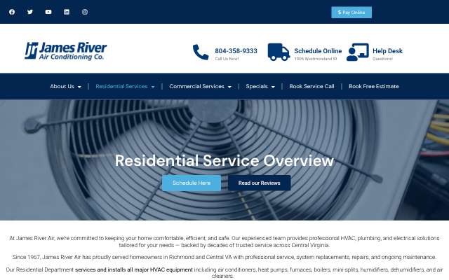 James River Air Conditioning Co., Inc.'s page as the assistant saw it