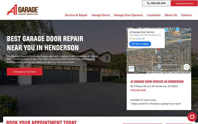 A1 Garage Door Service's page as the assistant saw it