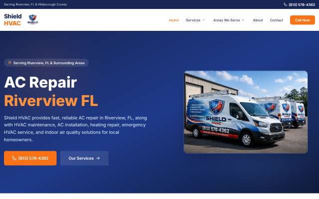 Shield HVAC's page as the assistant saw it