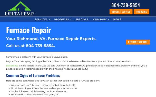 DeltaTemp's page as the assistant saw it