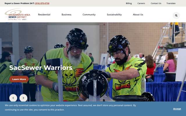 Sacramento Area Sewer District's page as the assistant saw it