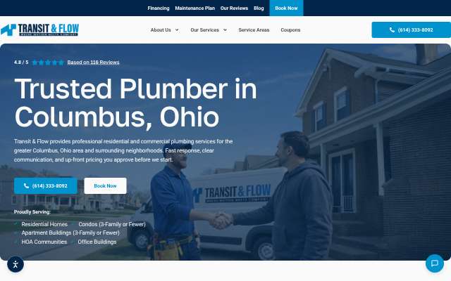 Transit & Flow Plumbing's page as the assistant saw it