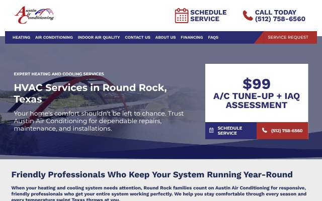 Austin Air Conditioning's page as the assistant saw it