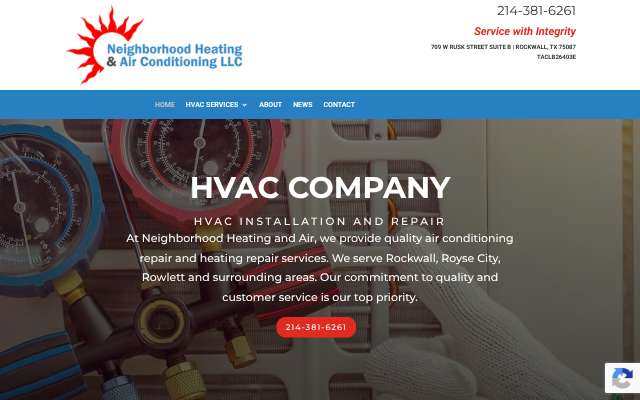 Neighborhood Heating and Air Conditioning's page as the assistant saw it