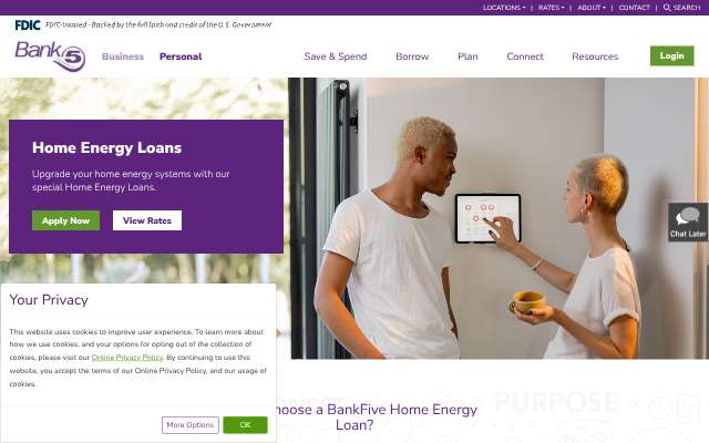 BankFive's page as the assistant saw it