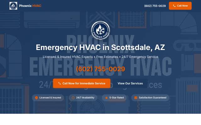 Phoenix Emergency HVAC's page as the assistant saw it