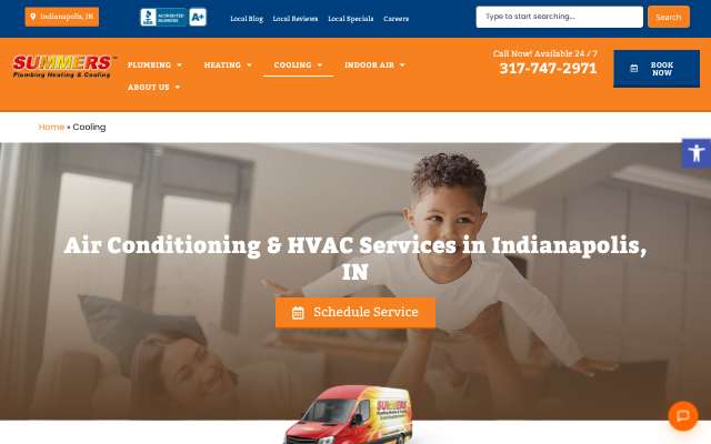 Summers Plumbing Heating & Cooling's page as the assistant saw it