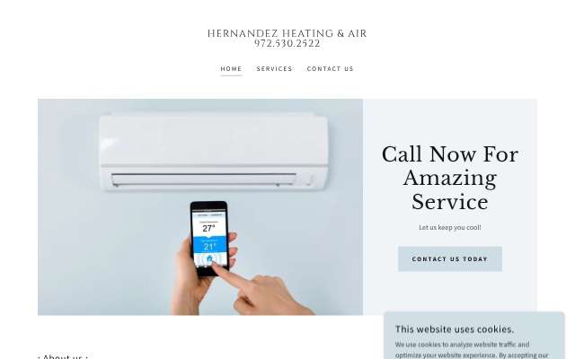 Hernandez Heating's page as the assistant saw it