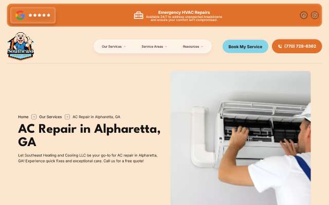 Southeast Heating and Cooling LLC's page as the assistant saw it