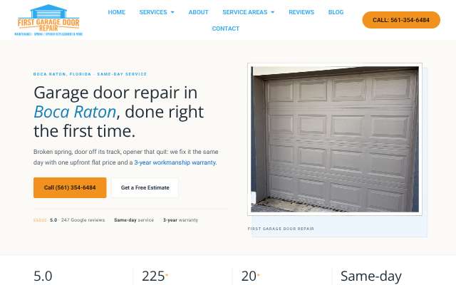 First Garage Door Repair's page as the assistant saw it