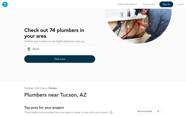 Southern Arizona Pros LLC's page as the assistant saw it