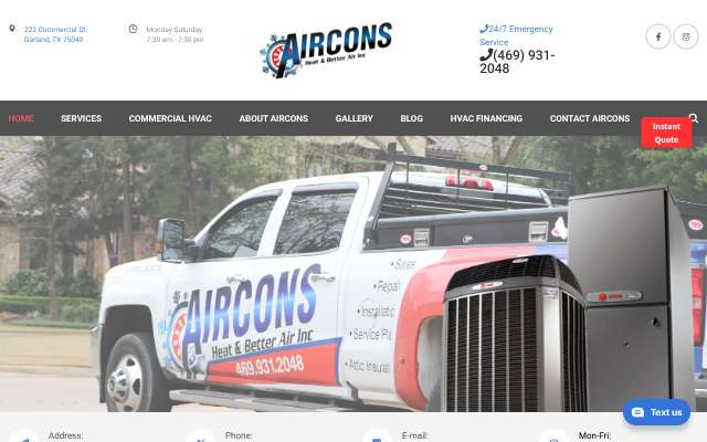 Aircons Heat And Better Air's page as the assistant saw it