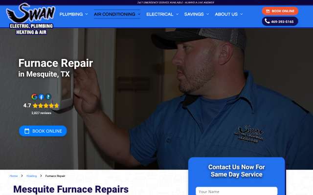 Swan Electric, Plumbing, Heating & Air's page as the assistant saw it