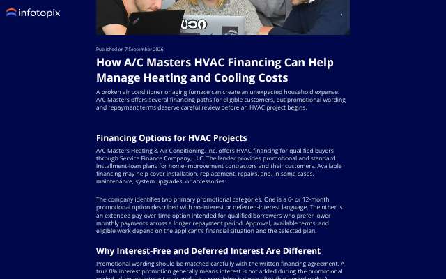 A/C Masters HVAC's page as the assistant saw it