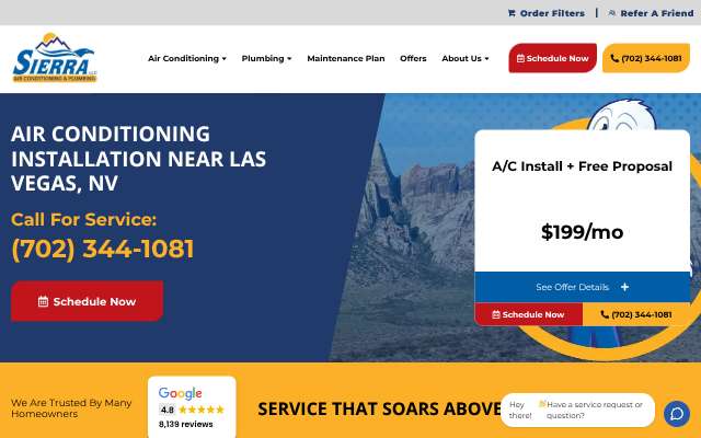 Sierra Air Conditioning and Plumbing's page as the assistant saw it