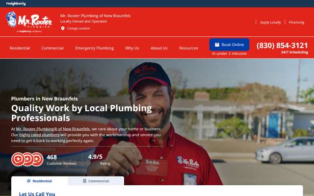 Mr. Rooter Plumbing of New Braunfels's page as the assistant saw it