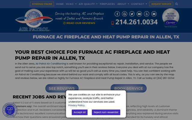 Air Patrol Air Conditioning's page as the assistant saw it