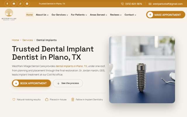 WestPark Village Dental Care (Dr. Jordan Hardin)'s page as the assistant saw it