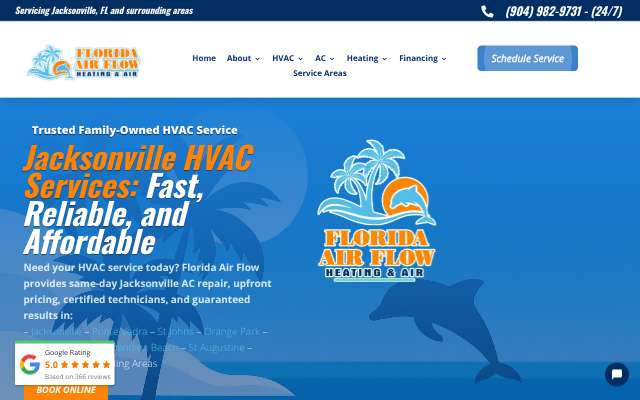 Florida Air Flow Heating & Air's page as the assistant saw it