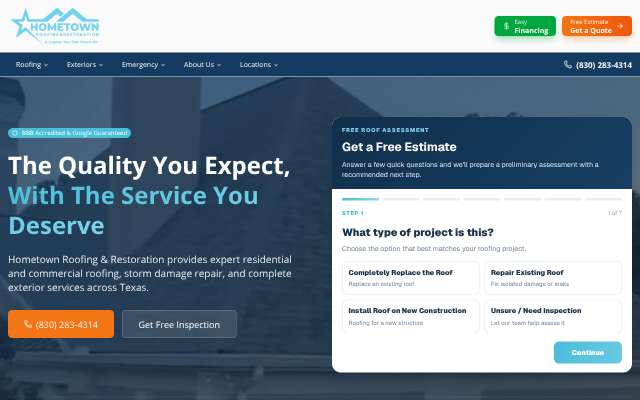 Page cited for Hometown Roofing & Restoration