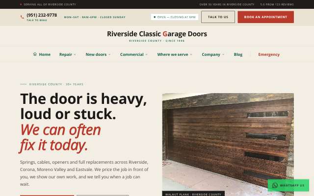 Riverside Classic Garage Doors's page as the assistant saw it