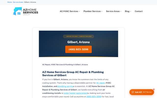 AZ Home Services Group's page as the assistant saw it