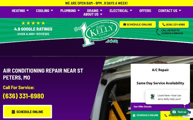 Jerry Kelly Heating, Air Conditioning, Electrical and Plumbing's page as the assistant saw it