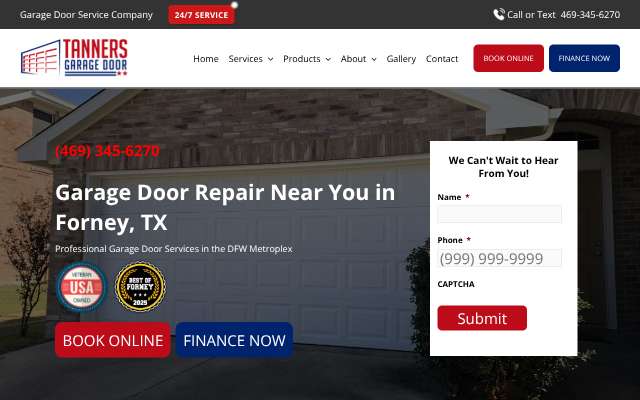 Tanners Garage Door's page as the assistant saw it